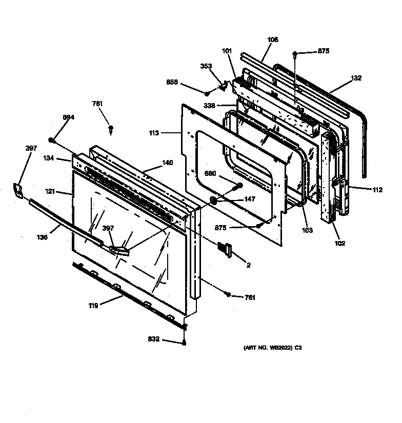 GE JTP27WV2WW lower door diagram