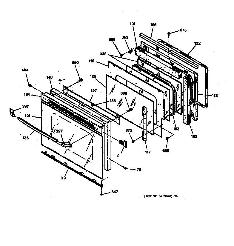 GE JTP27WW2WW upper door diagram