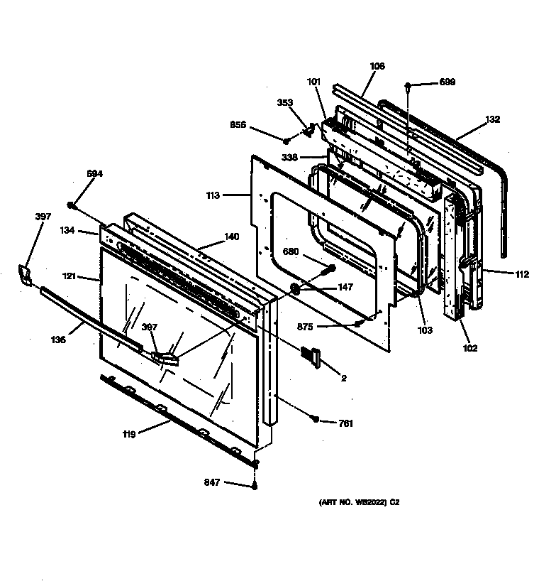GE JTP27WW2WW lower door diagram