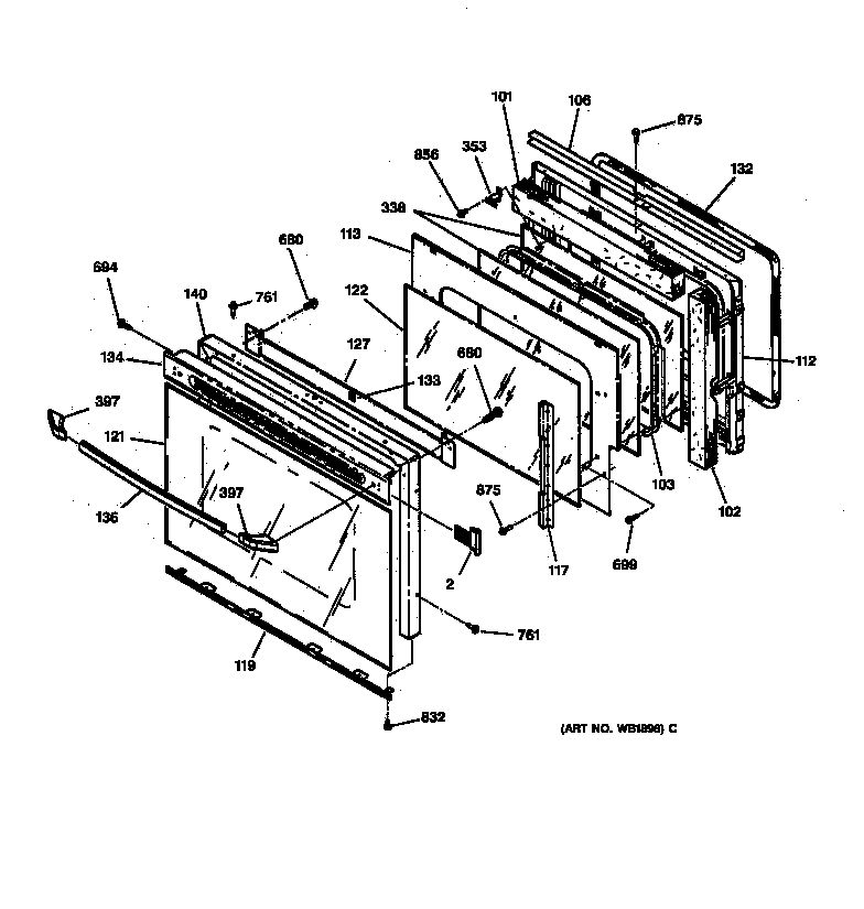 GE JTP27WW3WW upper door diagram