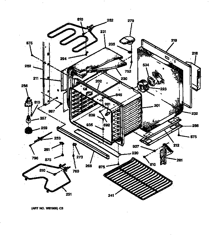 GE JTP45BW1BB lower body parts diagram