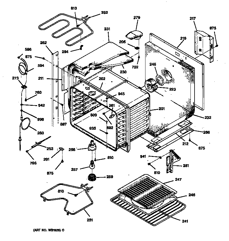 GE JTP45WV1WW upper body parts diagram