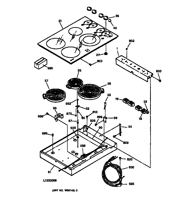 GE JP350TB1WW electric range diagram