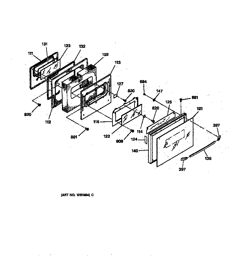 GE JGSP20GET1BB door diagram