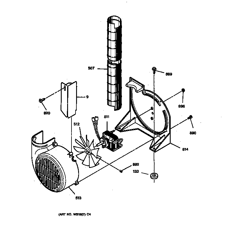 GE JCSP28GT1BB blower diagram