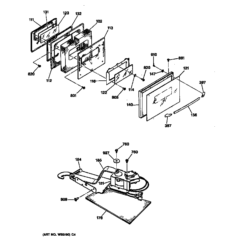 GE JDP37GT1BB door & lock diagram