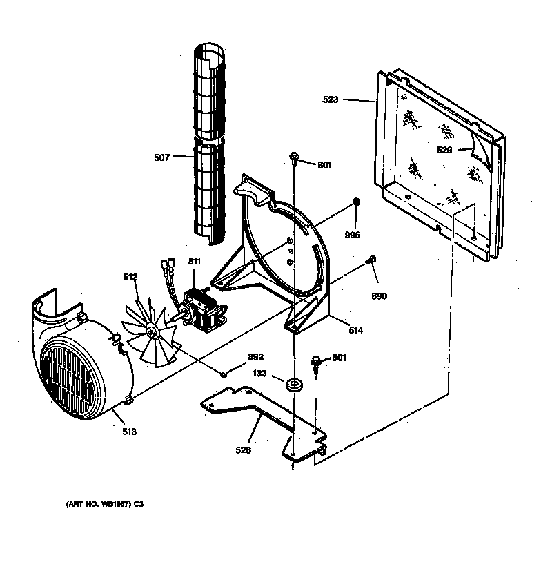 GE JDP37GT1BB blower diagram