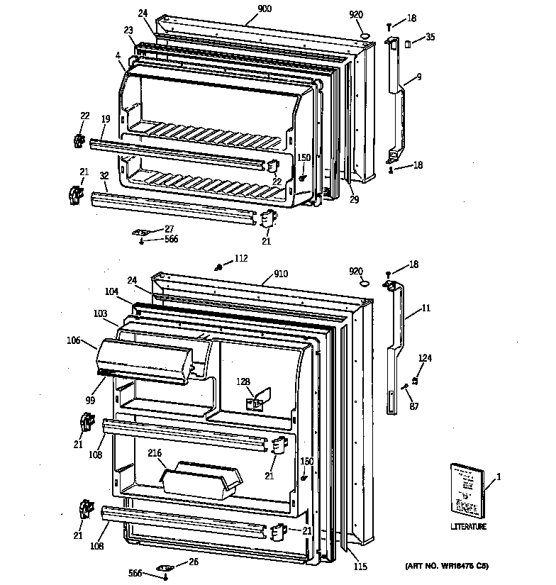 GE TBJ14NABRRWW doors diagram