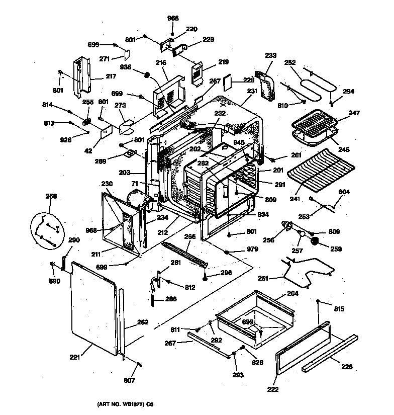 GE JSP40BW3BB body parts diagram