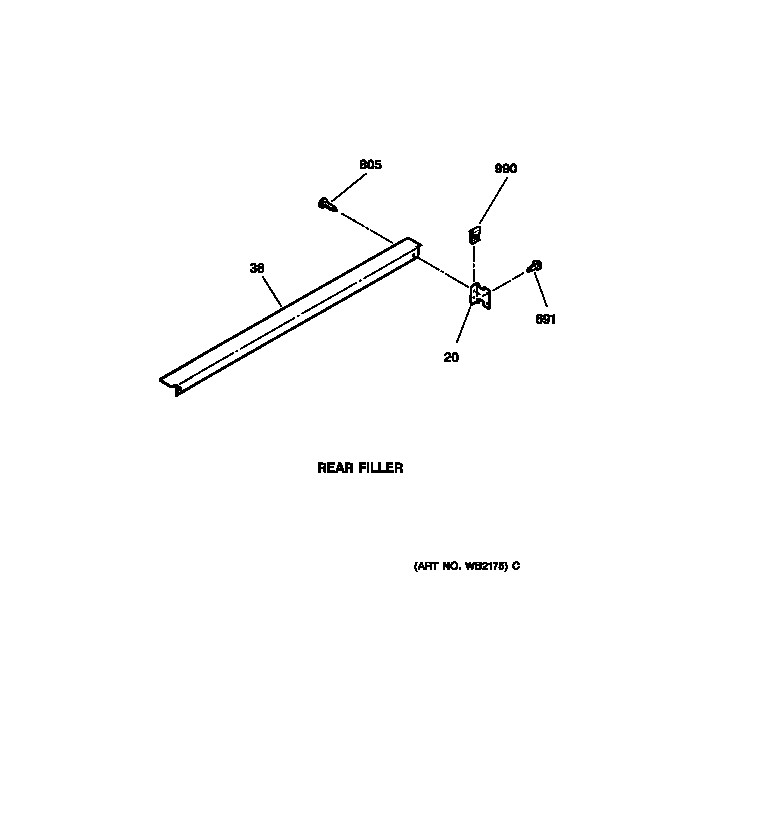 GE JSP40BW3BB rear filler diagram