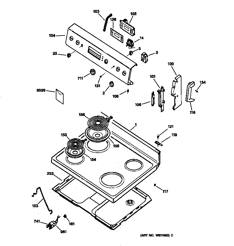 Kenmore 36261741000 control panel & cooktop diagram
