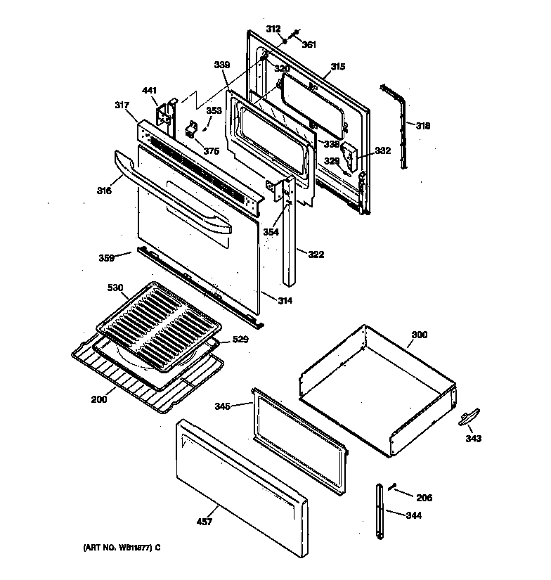 Kenmore 36261741000 door & drawer parts diagram