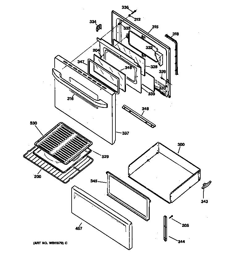 Kenmore 36262492000 door & drawer parts diagram