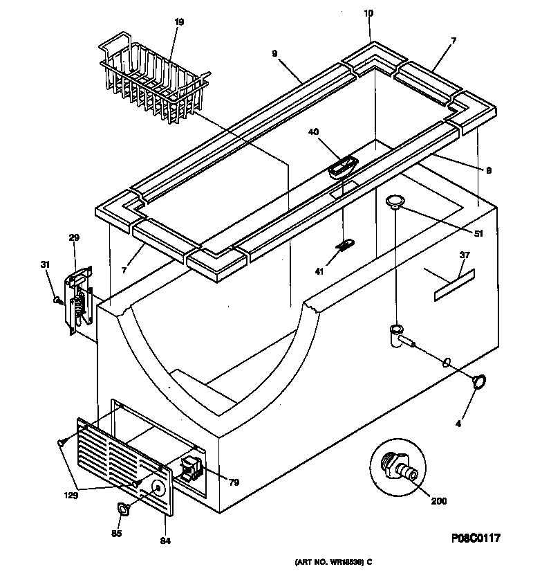 GE FCM20DADWH cabinet diagram