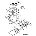 GE JSP34WW3WW control panel & cooktop diagram