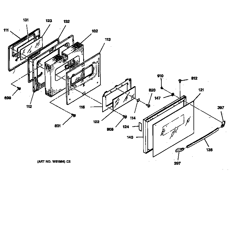 GE JSP26BW3WH door diagram