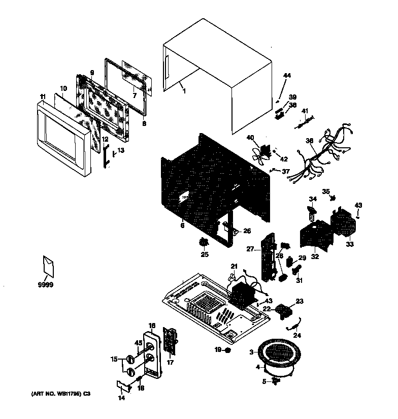 GE JES611WC001 microwave diagram