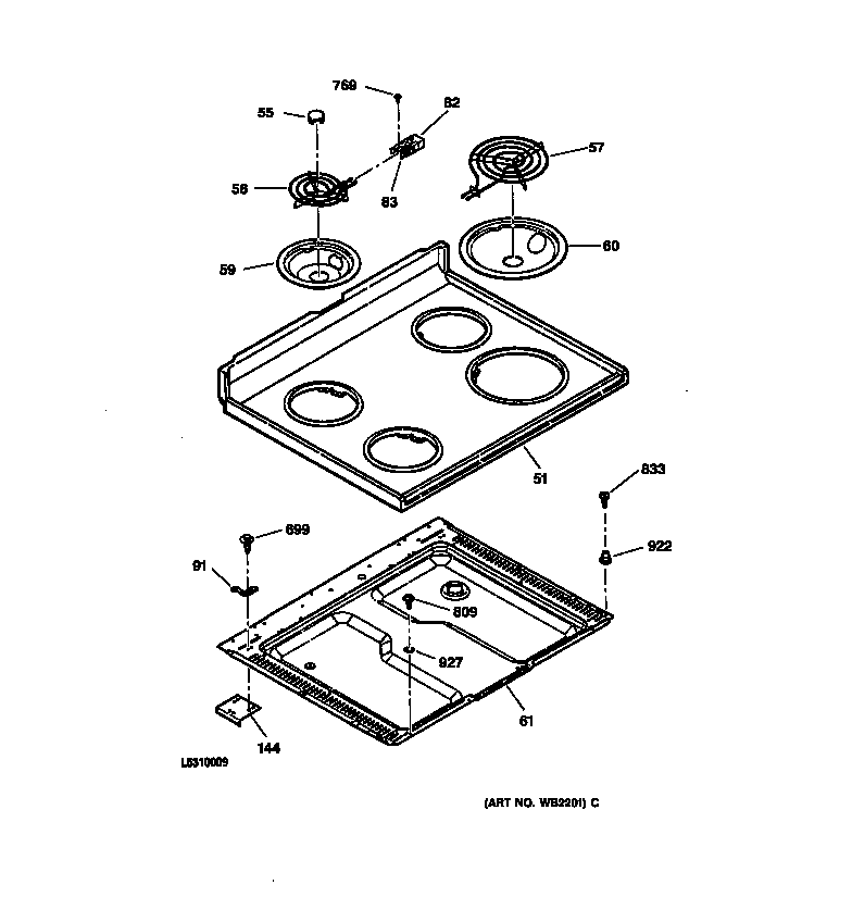 GE JBS02LY2WH cooktop diagram