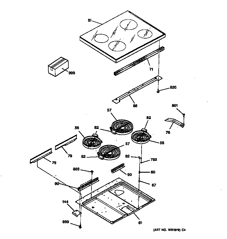 GE JBP62BY1WH cooktop diagram