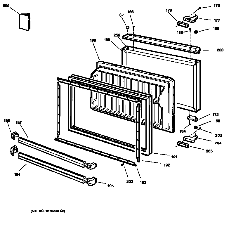 GE TCX18PACCRAA freezer door diagram