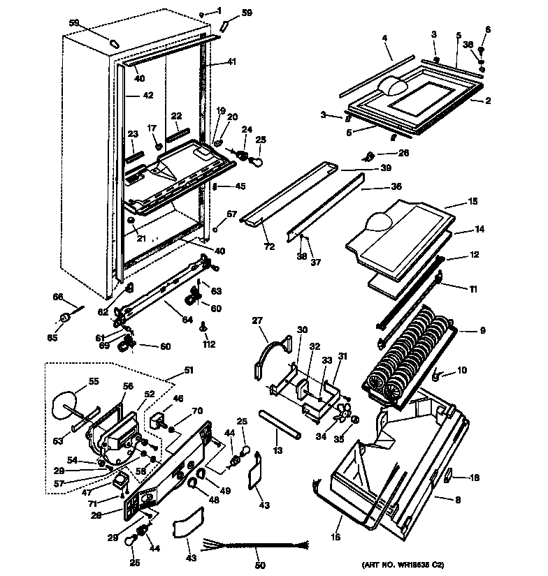 GE TCX18PACCRAA cabinet diagram