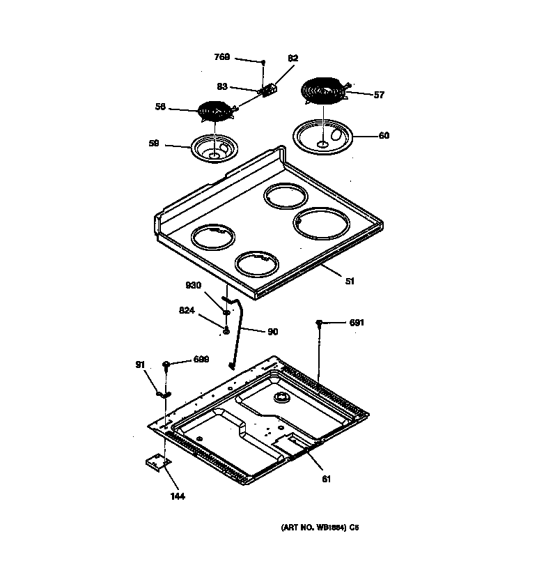 Hotpoint RB754GY3AD cooktop diagram