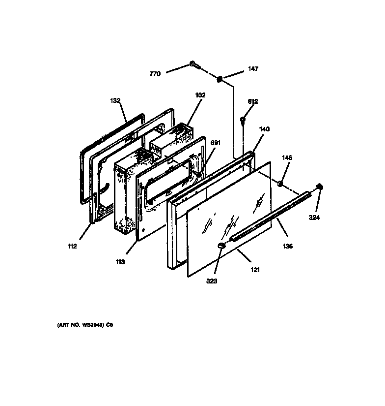 Hotpoint RB754GY3AD door diagram