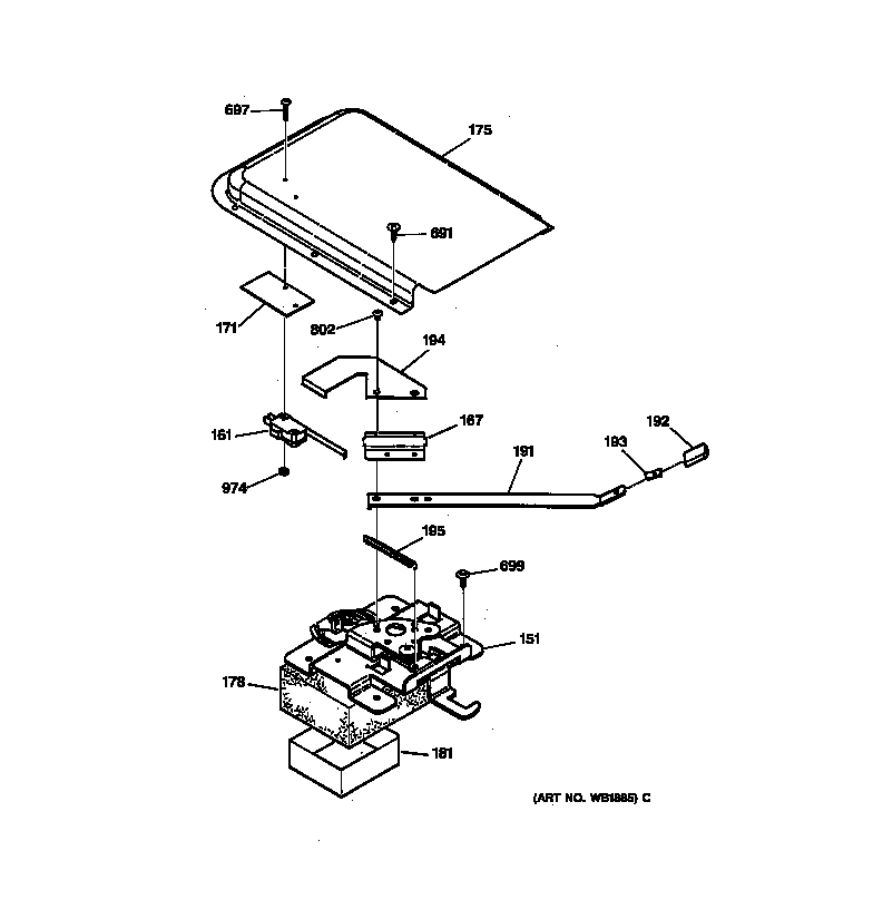 Hotpoint RB754GY3AD door lock diagram