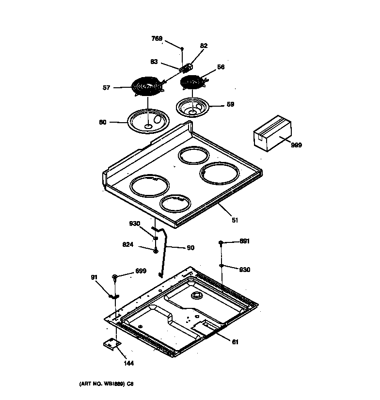 GE LEB326GT5WH cooktop diagram