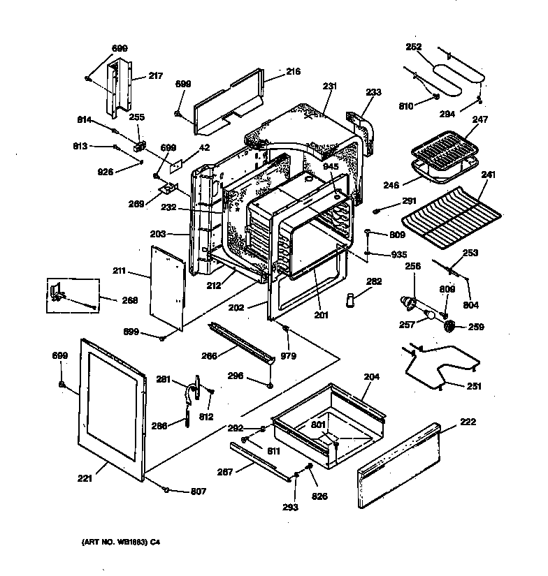 GE LEB326GT5WH body parts diagram