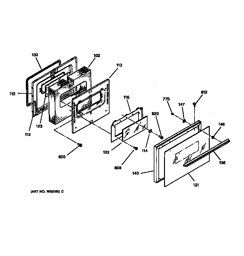 GE LEB326GT5WH door diagram