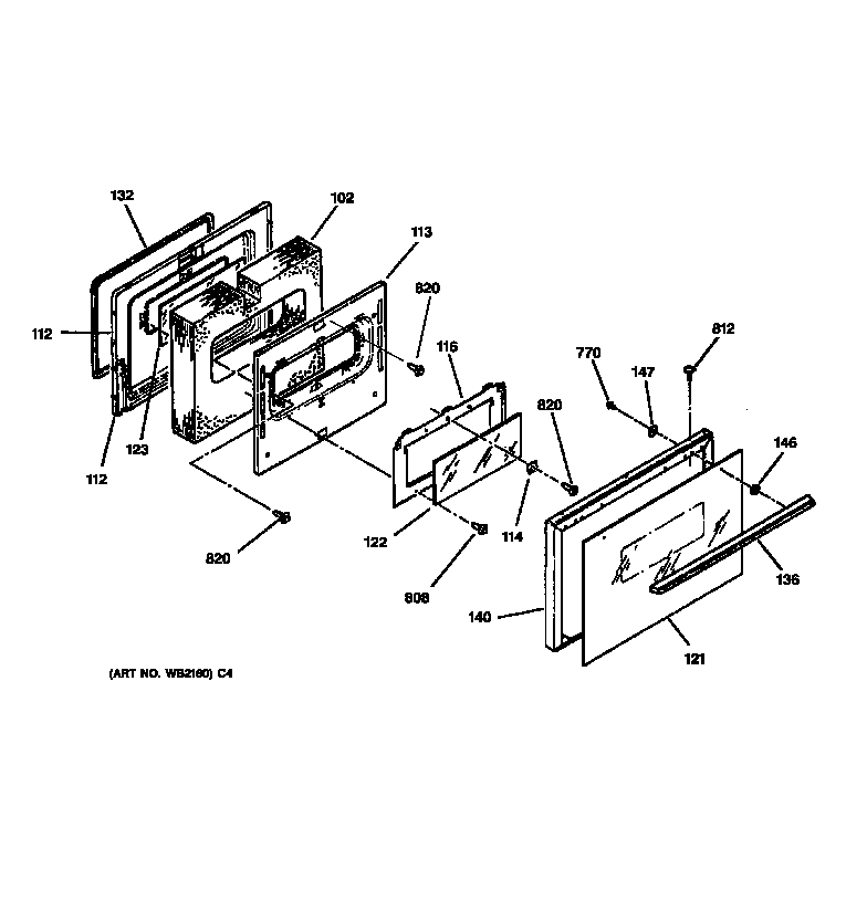 GE LEB356WY3WW door diagram