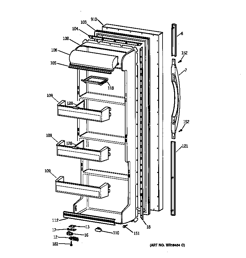 Kenmore 36358262897 fresh food door diagram