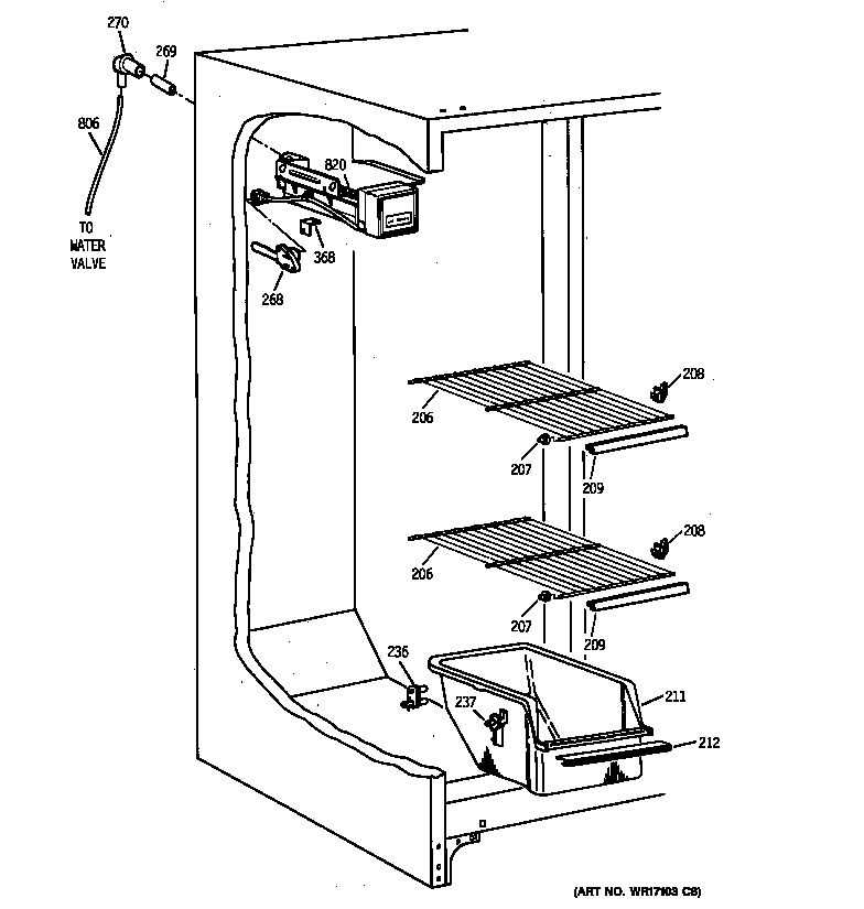 Kenmore 36358262897 freezer section diagram