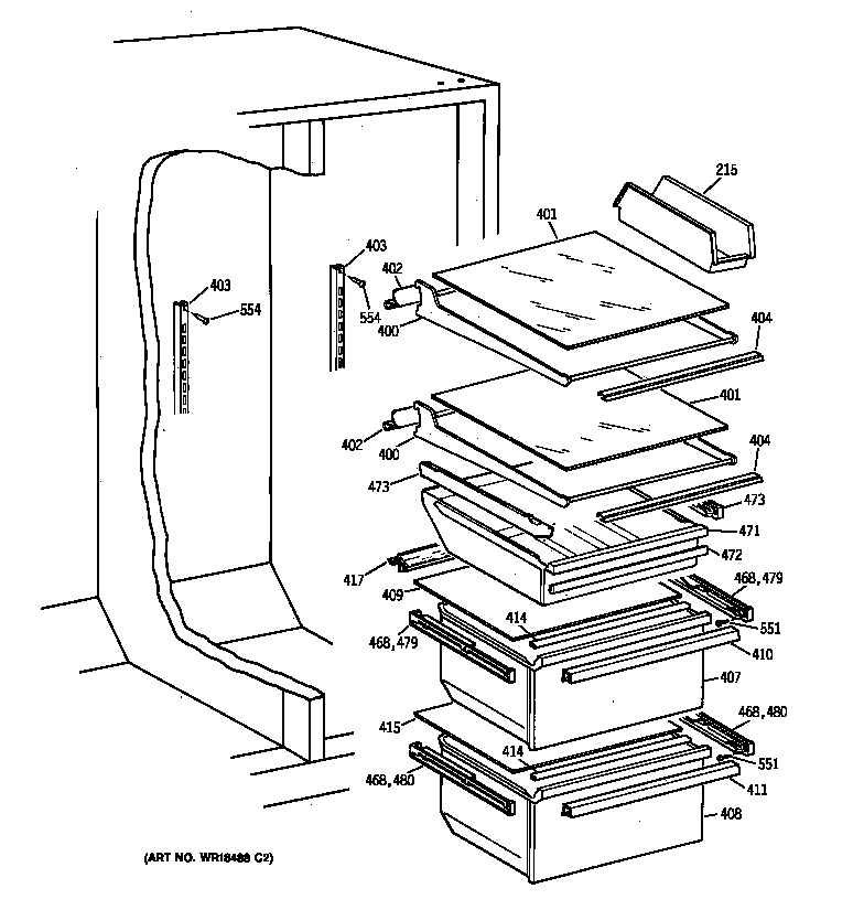 Kenmore 36358262897 fresh food section diagram