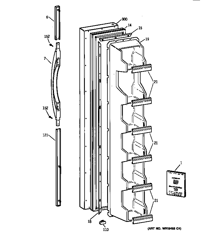Kenmore 36348252897 freezer door diagram