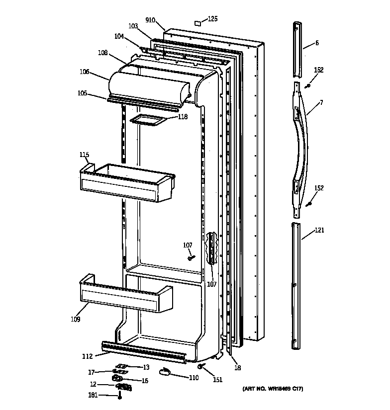 Kenmore 36348252897 fresh food door diagram