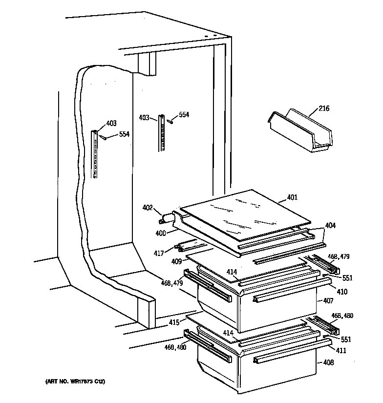 Kenmore 36348252897 fresh food section diagram