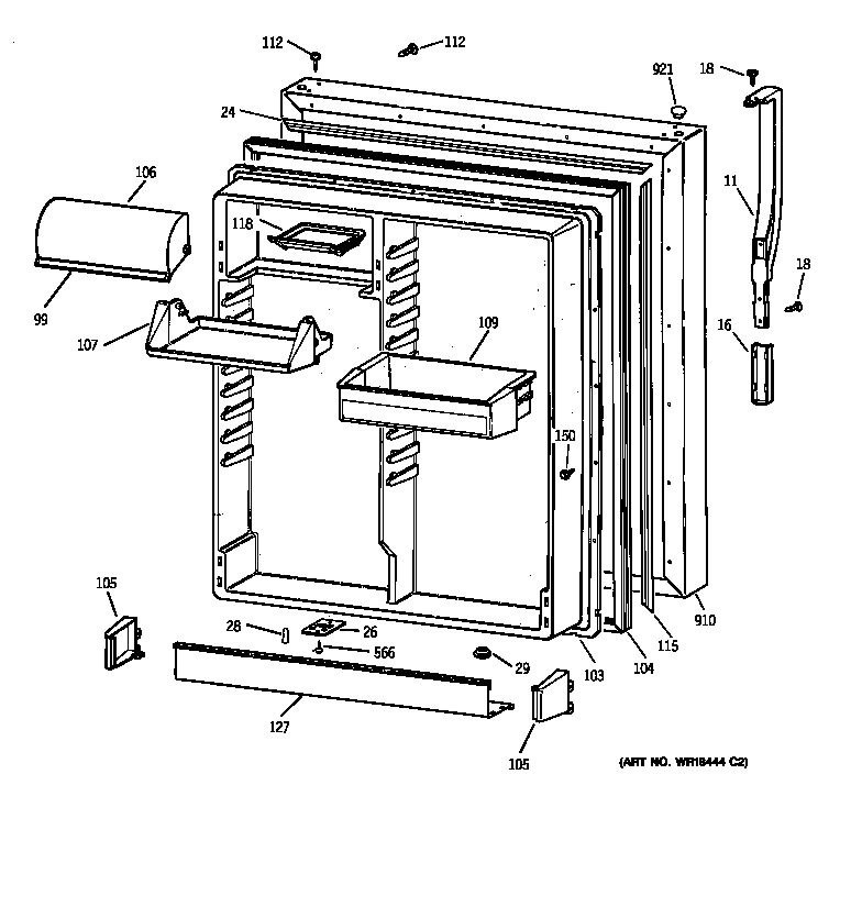 Kenmore 36360947000 fresh food door diagram