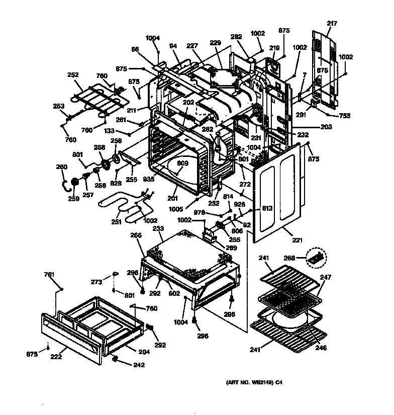GE JBP85CB1CC body & drawer parts diagram