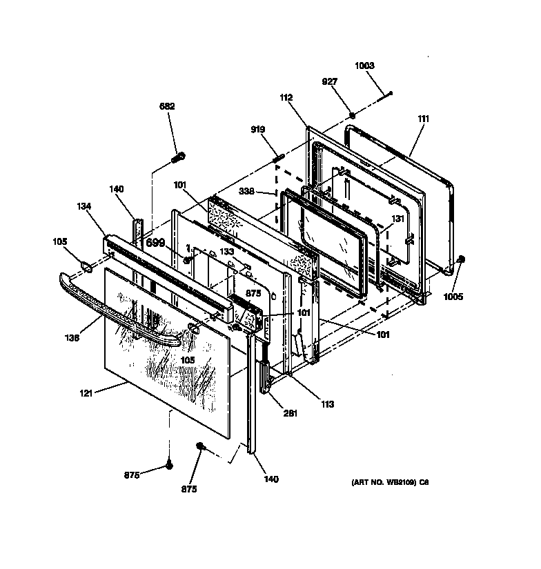 GE JBP85CB1CC door diagram