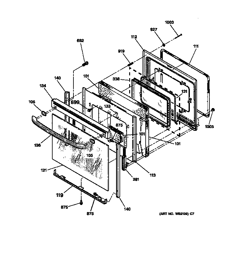 GE JBP48BB2BB door diagram