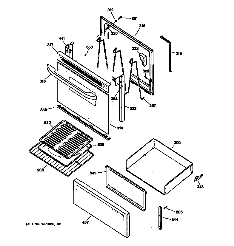 GE JBS03BC1AD door & drawer parts diagram