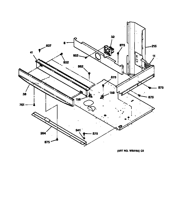 GE JTP45WA3WW center spacer diagram