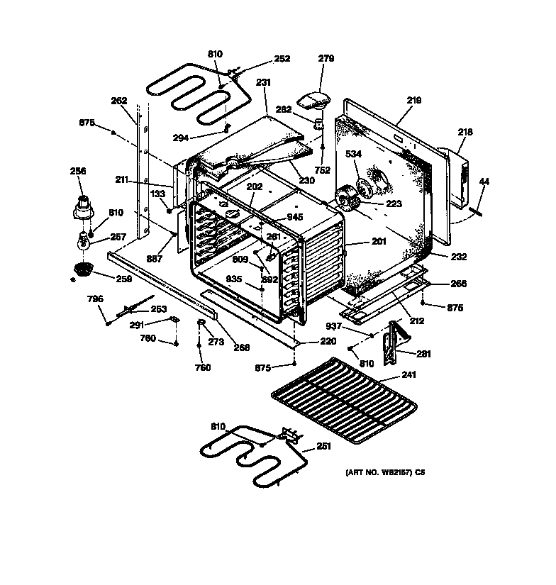GE JTP45WA3WW lower body diagram