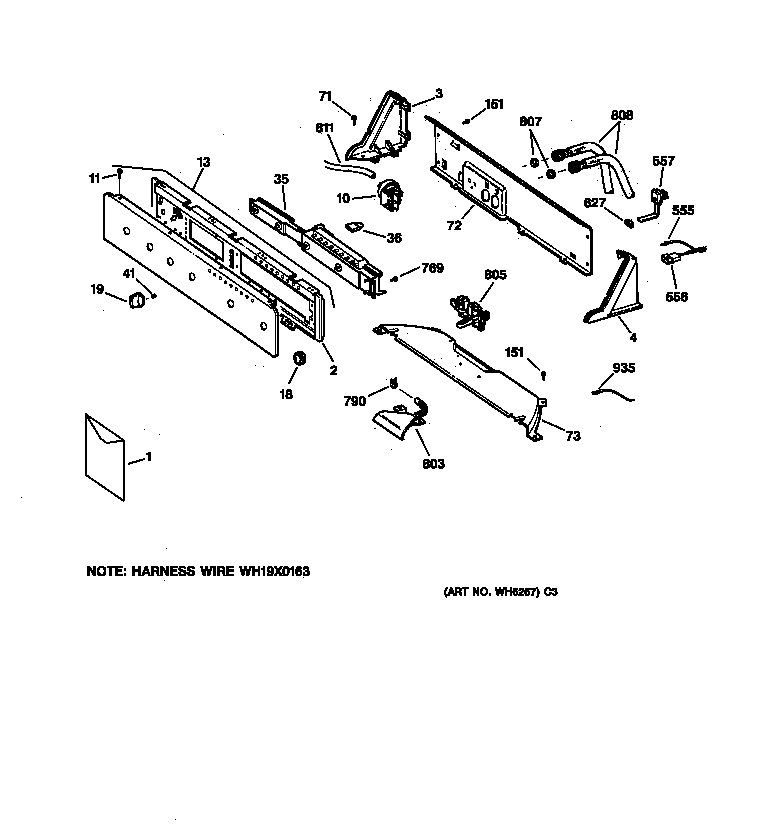 GE WWSE3160A0AA controls & backsplash diagram