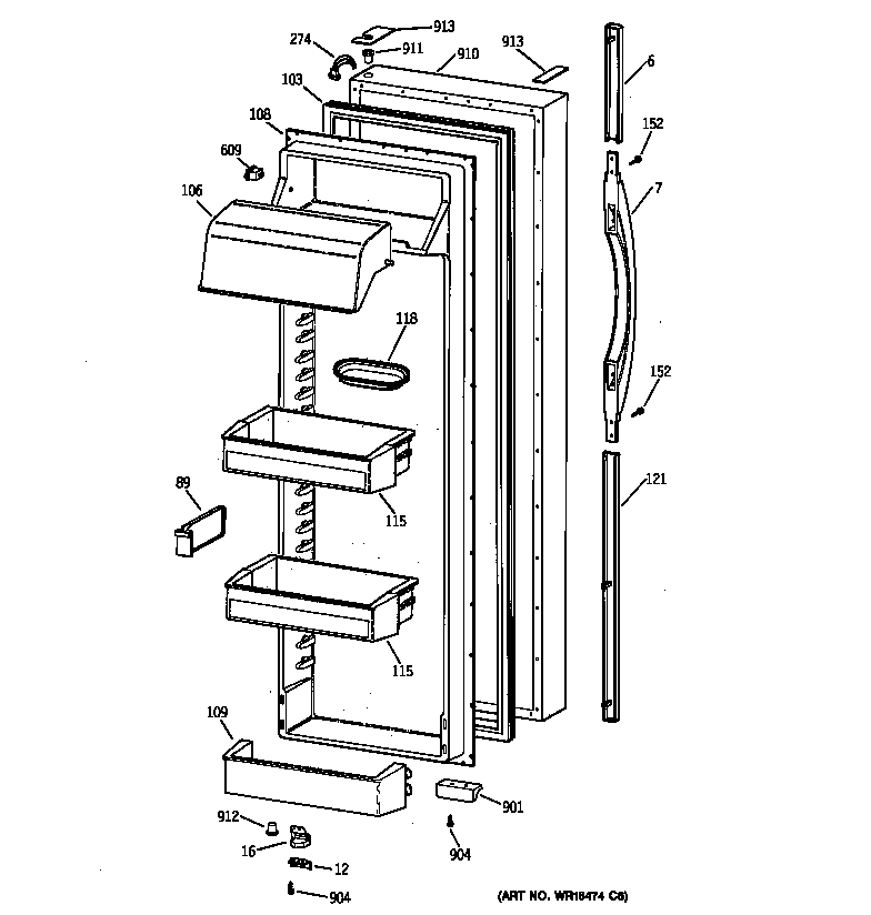 Kenmore 36358472897 fresh food door diagram