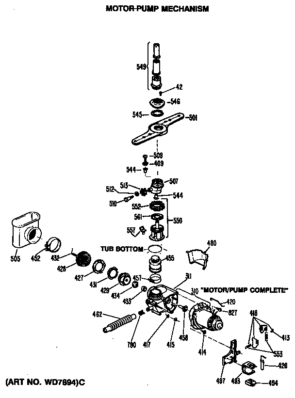GE GSD1140M35 motor-pump mechanism diagram