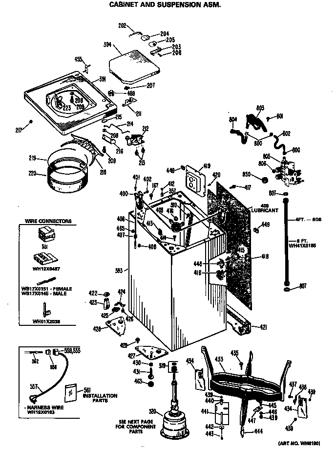 GE WWA8806MAL cabinet and suspension asm. diagram