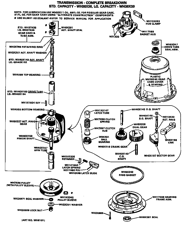 GE WRW3705KAL transmission diagram